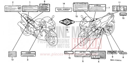 ETIQUETTE DE PRECAUTIONS VFR800FIX de 1999
